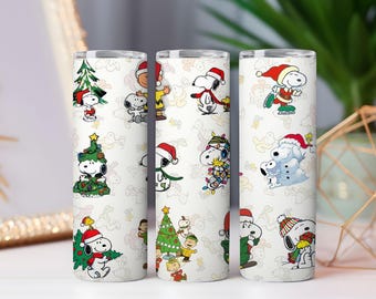 Envoltorio navideño para vaso de Snoopy: Dibujo animado navideño invernal (descarga digital PNG)