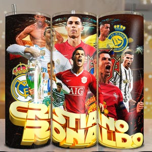Envoltura para vaso de Cristiano Ronaldo de 20 oz, formato PNG, solo archivo digital