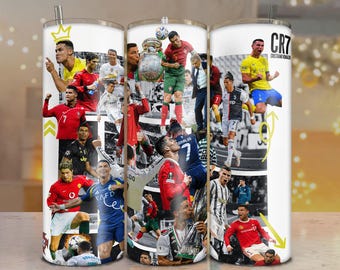 Pacote com 2 Adesivos para Copo Térmico Cristiano Ronaldo: Copo Térmico Fino de 590ml (20oz) - Download em PNG (Arquivo Digital)
