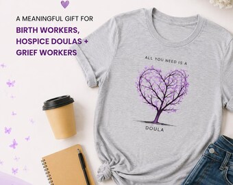 Doula Shirt, Doula Gift, Birth Worker Shirt, Postpartum Doula Tee, Hospice Doula Gift, Purple Heart Tree Shirt