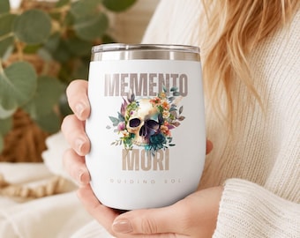 Memento Mori Tumbler Floral Skull Cup Mindful Reflection Gift Death Doula Gift Coffee Tumbler