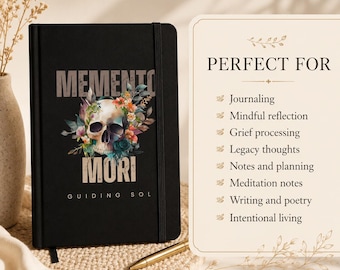 Memento Mori Journal Mindful Reflection Notebook Death Doula Gift Intentional Living Journal Floral Skull Notebook