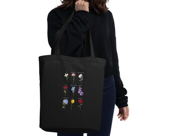 Flower Symbolism Tote | Botanical Canvas Bag | Grief Gift for Healing | End of Life Doula