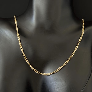 18K Solid Gold Twisted Cuban Chain Necklace, 2.5mm Wide, 60cm, 9.92g – Handmade Real Gold Rope Chain, Unisex Fine Jewelry