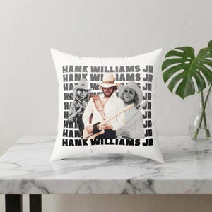 Vintage Hank W. Jr. Portrait Faux Suede Square Pillow | Western Throw