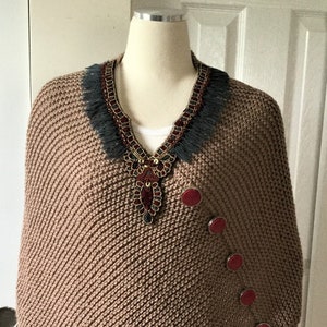 Poncho , gift under 40, hand made gift, hand knitted poncho, wrap, opal, women accessories