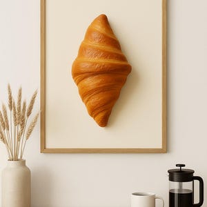 Croissant Wall Art – Printable Kitchen Poster – French Bakery Print – Minimalist Breakfast Decor – Digital Download