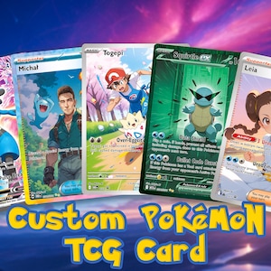 Personalizowana karta Pokémon – styl anime – własne zdjęcie – holograficzna lub matowa – unikalny prezent