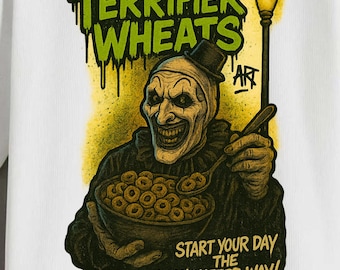 Terrifier Wheats Horror Cereal Clipart – Creepy Killer Clown Breakfast Art – Halloween PNG Design – 300 DPI Transparent Digital Download