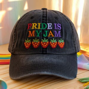 Pride Is My Jam Embroidered Hat, Social Justice Cap, Subtle Gay Pride hat, Pride Month Cap, Groovy LGBTQ Hat, Pride Gift For Friends