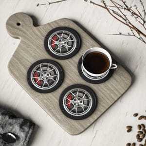 Car-Themed Coasters, Auto Enthusiast Gifts, Racing Decor, Man Cave Accessories, Unique Wedding Favors, Garage Party Essentials (4-Pack)