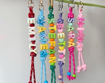 Chaveiro personalizado com nome, etiqueta de paracord para mochila, pingente de nó da sorte