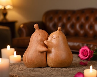 Figurines de couple personnalisées en bois de rose doré : cadeau d'anniversaire significatif, cadeau unique pour couple jamais séparé,