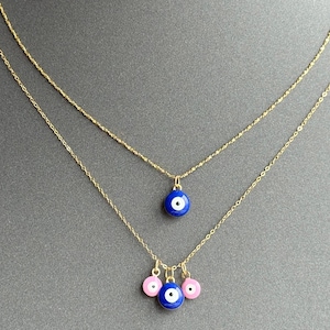 Halsband i 925 sterlingsilver med Nazar Blått Ondt Öga: Dubbelsidig emaljberlock