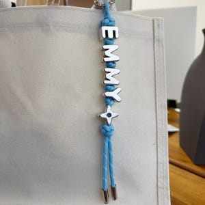 Personalized Name Keychain, Paracord Backpack Tag, Team Mom Gift silverletterkeychain
