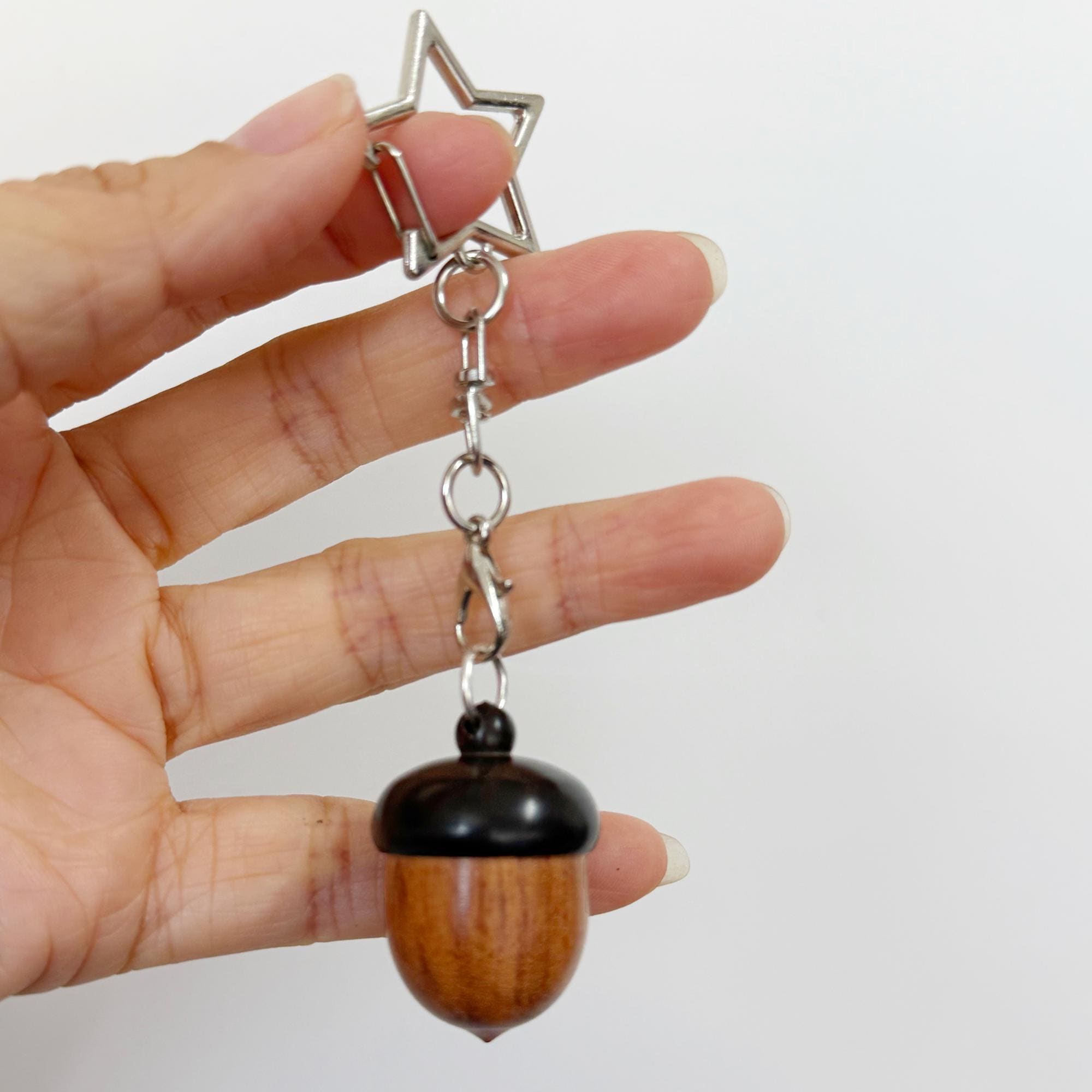 Handmade Wooden Acorn Locket Keychain, Phone Charm or Necklace, Secret ...