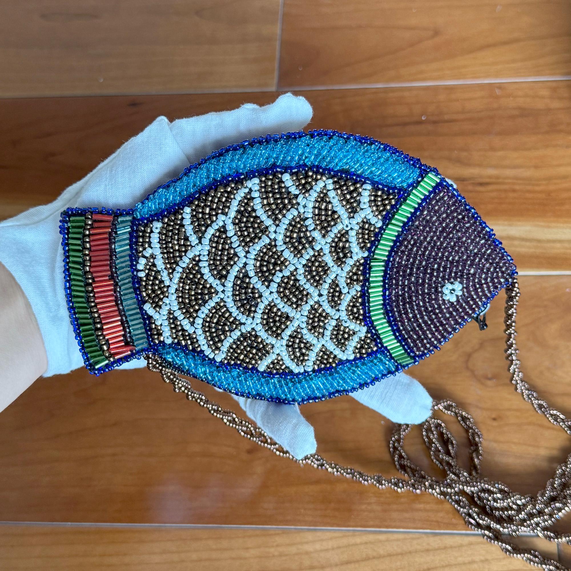 Handmade Beaded Fish Wallet: Crossbody Charm Purse - Etsy