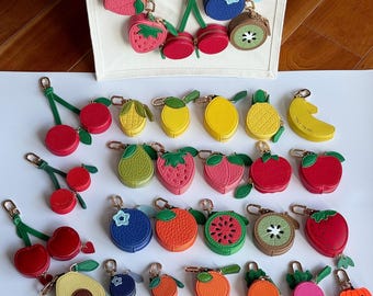 Portachiavi portamonete a forma di frutta, ciondolo personalizzato in pelle sintetica per borsa