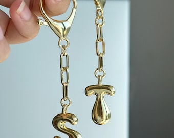 Porte-clés initial plaqué or 18 carats : breloque lettre bulle personnalisée