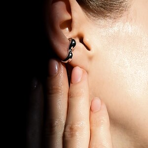 Sterling Silver Heart Swirl Ear Cuff | No Piercing Earring | Sculptural Ear Cuff Earring | Modern Ear Cuff - Studio Playfair