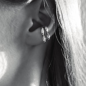 Sterling Silver Sculptural Ear Cuff: UK Hand-Finished No Piercing Earring