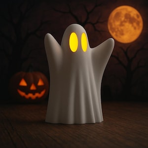 Modern designed Halloween Ghost Night Light: Spooky Ghost Decor, TeaLight and battery are included.