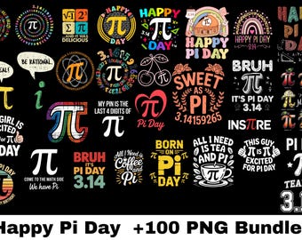 Happy Pi Day PNG Bundle, Math Teacher Designs (Digital Download)
