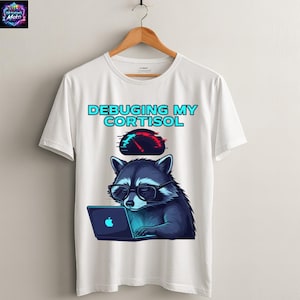 Debugging Cortisol Raccoon Programmer PNG (Digital Download)