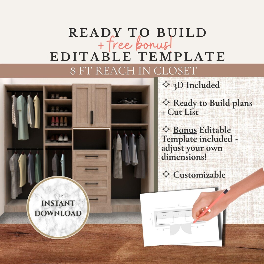 Reach-in Closet Template Printable Closet Planner Customizable Design ...