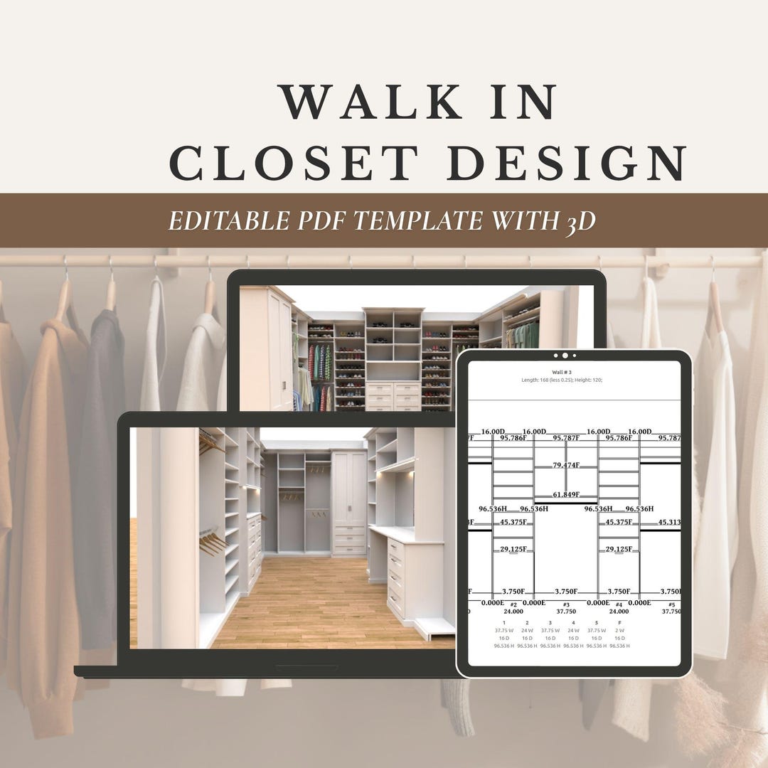 Buy Walk in Closet Template Printable Closet Planner Customizable ...