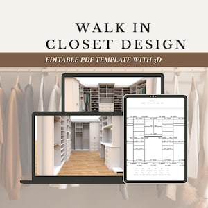 Walk In Closet Template Printable Closet Planner Customizable Design Editable Closet PDF Vanity Walk In Closet DIY Design Guide Custom DIY