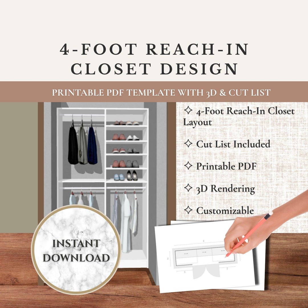 Reach-in Closet Template Printable Closet Planner Customizable Design ...