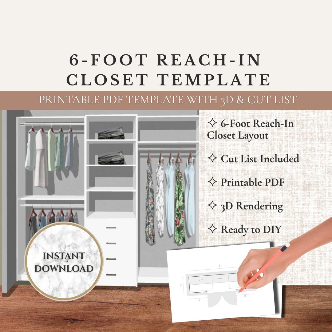 Reach-in Closet Template Printable Closet Planner Customizable Design ...