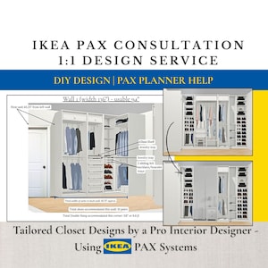 Puede incluir: Ilustración de un diseño de armario personalizado con sistemas IKEA PAX. La imagen muestra un diseño detallado con medidas, incluyendo una pared de 345 cm de ancho y un espacio útil de 239 cm. El texto incluye "IKEA PAX CONSULTATION".