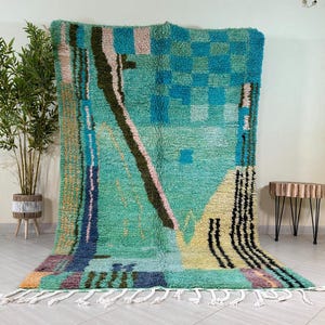 Modern Moroccan Beni Ourain Rug – Handmade Wool Berber Carpet | Custom Size Area Rug 8x10, 9x14 – Hand Knotted Moroccan Rug