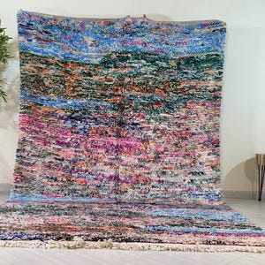 Colorful Moroccan Berber Rug – Handmade Wool Area Rug | Vintage Tribal Boucherouite Style | Contemporary Moroccan Decor
