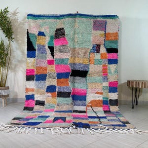 Colorful Moroccan Beni Ourain Rug – Handmade Wool Berber Carpet, Custom Large Area Rug
