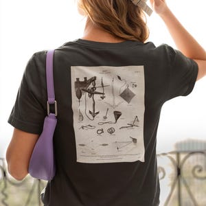 Vintage Nautical Diagram Shirt – Black Unisex Tee with Anchor Buoy Illustration – Antique Maritime Drawing T-Shirt for Ocean Lovers