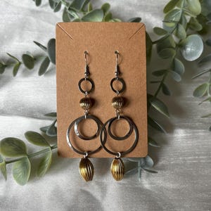 Gold and Silver Hoop Earrings | Drop Hoop Earrings | Silver and Gold