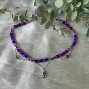 Purple Beaded Necklace | Layered Necklace