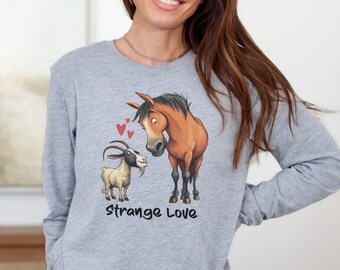 Rustic Cotton Long Sleeve Farm Animal Graphic Shirt