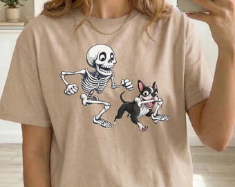 Funny Boston Terrier Skeleton Shirt, Dog Zoomies Tee, Halloween Dog Lover T-Shirt