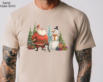 Christmas Chihuahua Cotton Tee, Santa Snowman Holiday Shirt