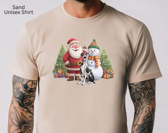 Christmas Big Dane T-Shirt, Holiday Dog Lover Unisex Tee