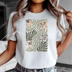 Dog and Flower Unisex Tee Shirt, Pet Lover Apparel, Flower Design Shirt, Pet Lover TShirt, Animal Lover Gift, Flower Tee Shirt, Gift for Her