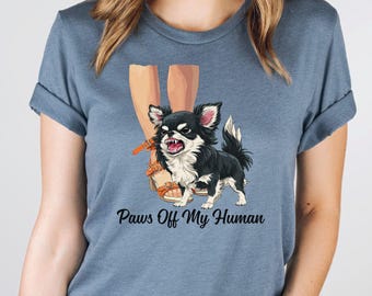 Dog Lover Tee Shirt, 'Paws Off My Human' Graphic, Pet Owner Gift