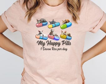 My Happy Pills Devon Rex Cat Tee: Unisex Jersey Short Sleeve Shirt