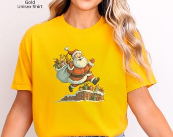 Santa Chimney Christmas T-Shirt – Festive Holiday Apparel