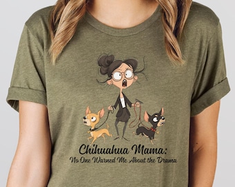 Chihuahua Mom T-Shirt, Dog Cartoon Tee, Pet Lover Gift