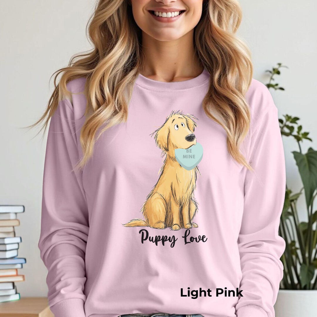 Golden Retriever Valentine Long Sleeve T-shirt, Cotton, Chocolate Box ...